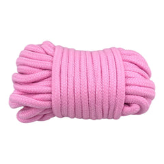 Cuerda de nylon trenzado rosa de 10 metros de Glow&Vibe para juegos de ataduras sensuales y bondage. Textura suave y firme.