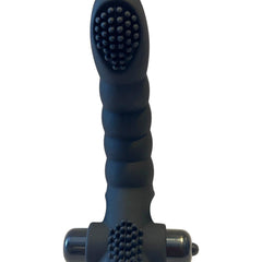 Dedal vibrador Love Alexander de Glow&Vibe en silicón negro con textura y 10 funciones de vibración