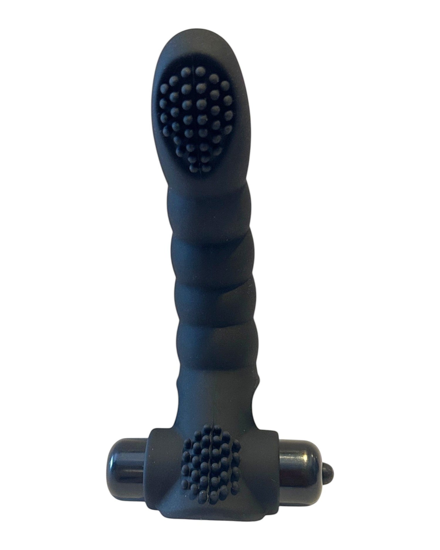 Dedal vibrador Love Alexander de Glow&Vibe en silicón negro con textura y 10 funciones de vibración