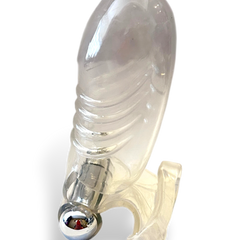 Dedal vibrador Glow&Vibe Spider Touch de silicón transparente con bala vibratoria metálica para estimulación íntima