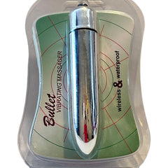 Mini bala vibradora Lusty Missile de Glow&Vibe en color plateado, diseño compacto y resistente al agua en su empaque.