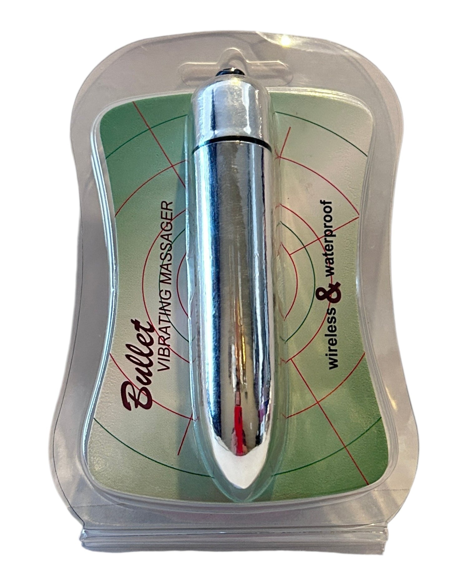 Mini bala vibradora Lusty Missile de Glow&Vibe en color plateado, diseño compacto y resistente al agua en su empaque.