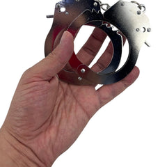 Glow&Vibe Steel Desire esposas metálicas plateadas con llaves, acabado brillante, para juegos de restricción.