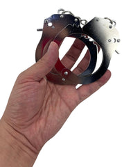 Glow&Vibe Steel Desire esposas metálicas plateadas con llaves, acabado brillante, para juegos de restricción.
