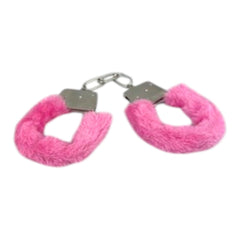 Esposas rosas de peluche de Glow&Vibe con cubierta de felpa extraíble y detalles metálicos.