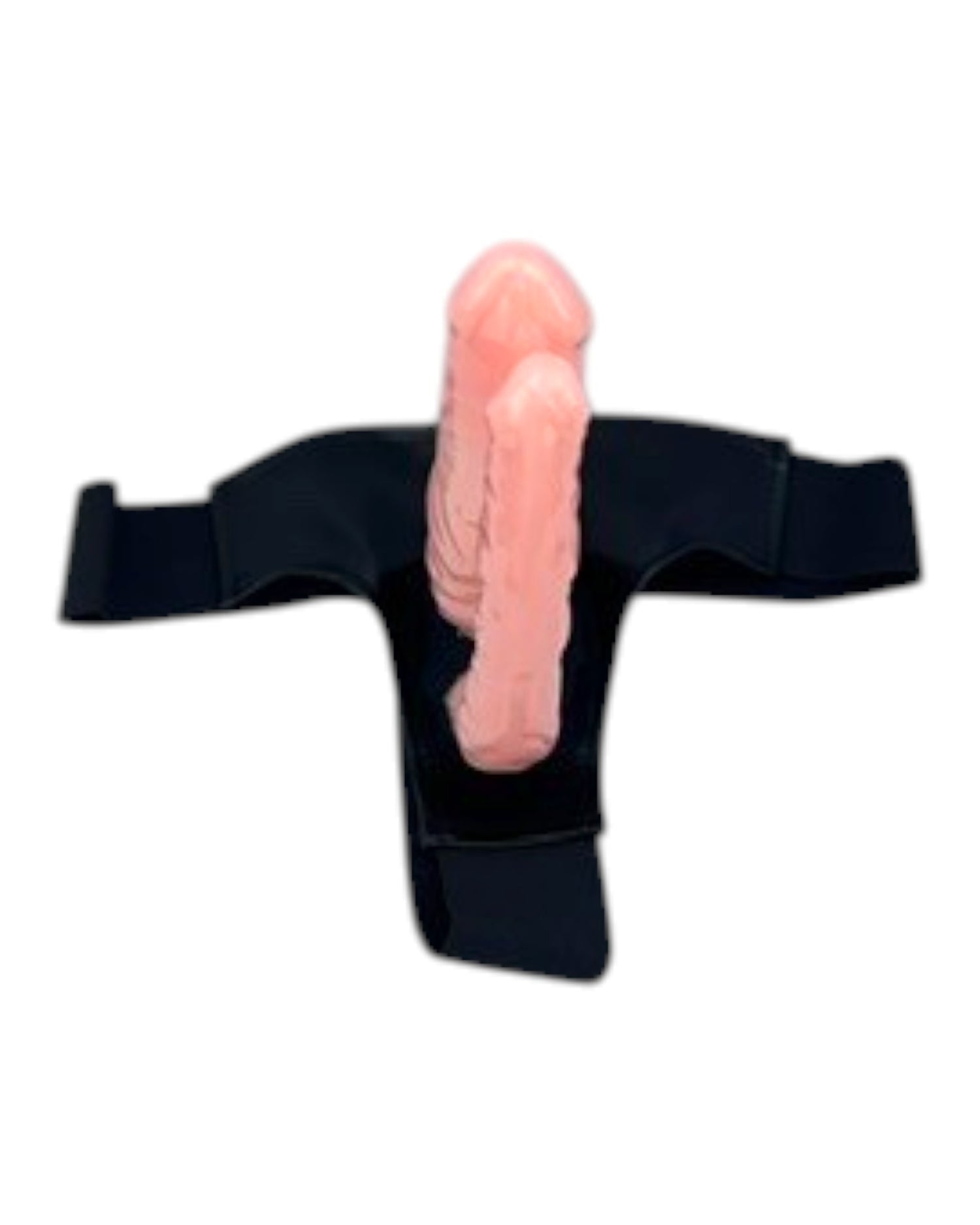 Arnés Double Experience de Glow&Vibe de gel color piel con doble dildo para uso en pareja.