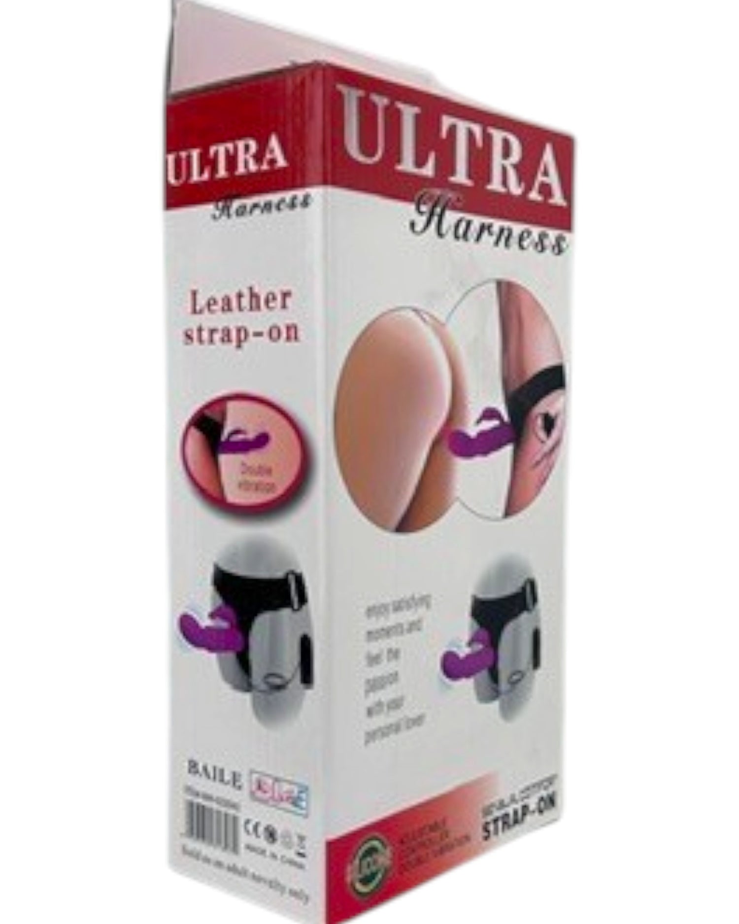 Arnés Ultra Vibe de Glow&Vibe con dildo de silicona morado texturizado y doble vibración. Ajustable para una experiencia compartida.