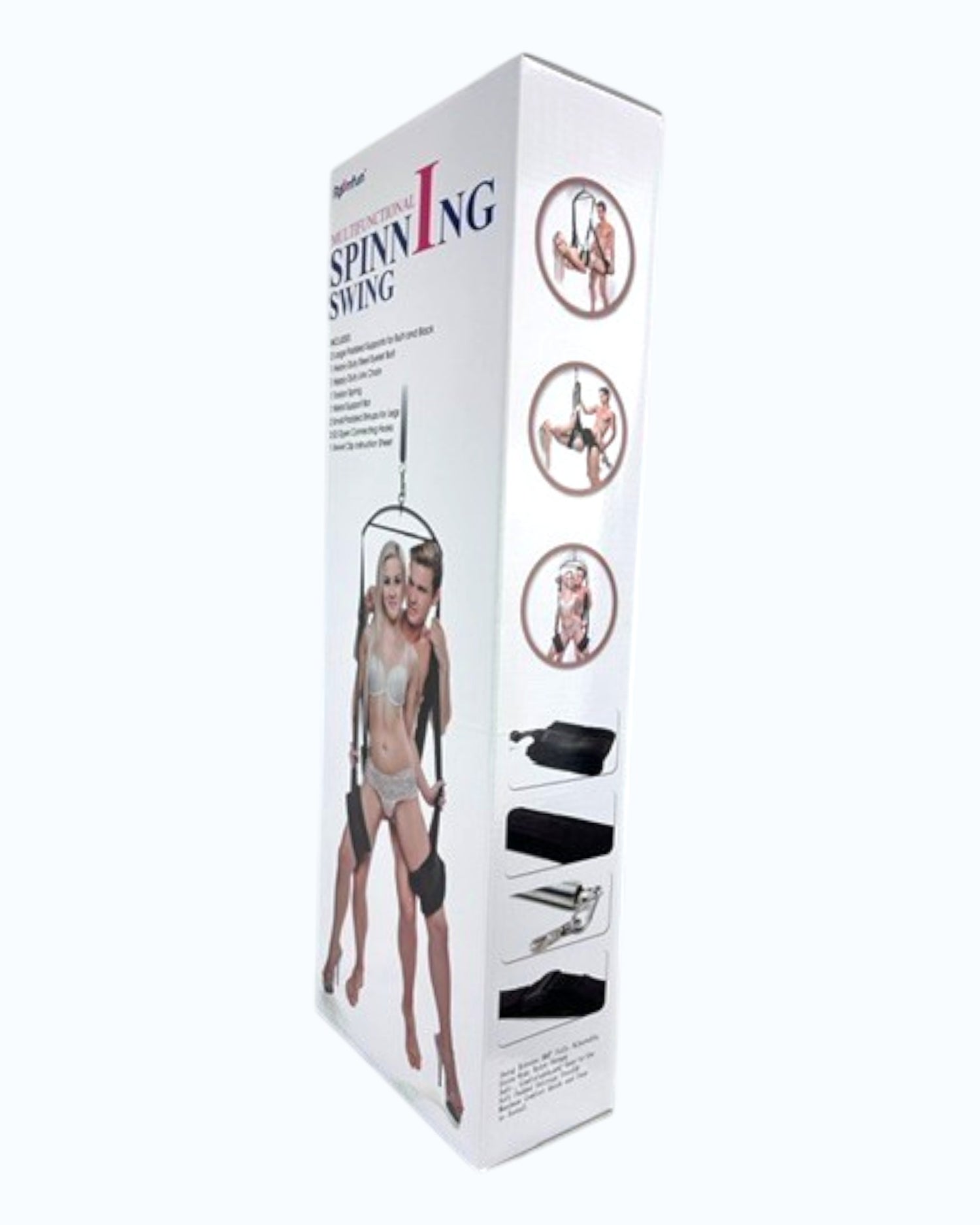 Columpio íntimo Glow&Vibe con soporte para espalda y glúteos, estribos acolchados y cadena metálica. Ideal para parejas.