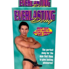 Glow&Vibe Everlasting Dong harness con funda realista, ajustable, negro y piel. Vibración con control remoto.