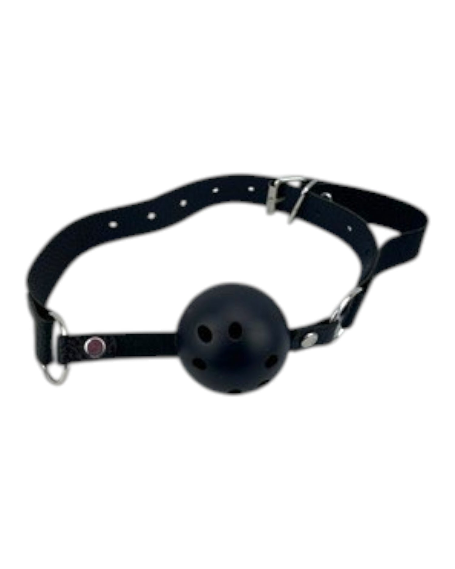Glow&Vibe Fetish Glow Kit mordaza negra con correa ajustable y bola con agujeros para juego SADO.