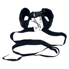 Glow & Vibe Fetish Ties de nylon negro reforzado con cintas ajustables y cierre de seguridad.