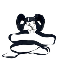 Glow & Vibe Fetish Ties de nylon negro reforzado con cintas ajustables y cierre de seguridad.