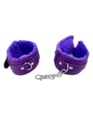 Glow&Vibe Kit de bondage morado con forro de felpa, incluye 4 esposas, collar, antifaz, cuerda, látigo y mordaza.