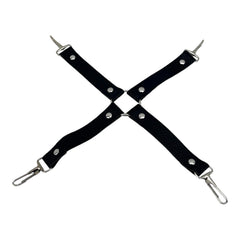 Glow&Vibe - Kit Fetish Glow negro, con 4 correas ajustables y clips metálicos para manos y pies.