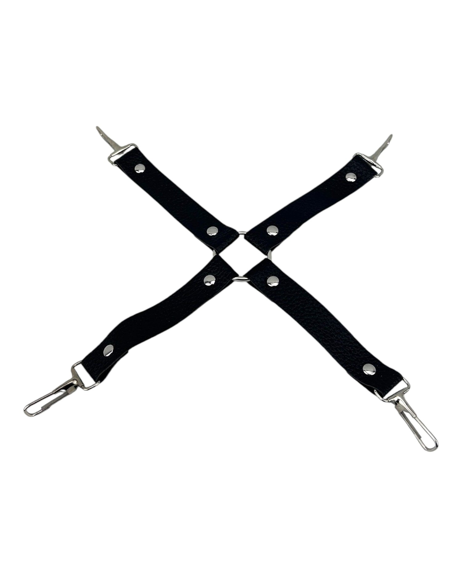 Glow&Vibe - Kit Fetish Glow negro, con 4 correas ajustables y clips metálicos para manos y pies.