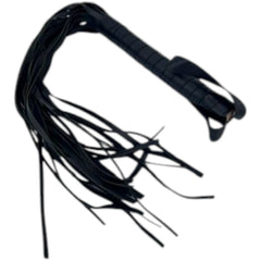 Kit Fetish Glow de Glow&Vibe, látigo negro de cuero con mango envuelto, ideal para juegos SADO.