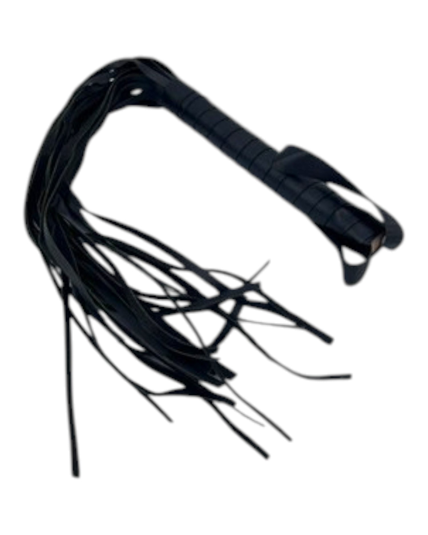 Kit Fetish Glow de Glow&Vibe, látigo negro de cuero con mango envuelto, ideal para juegos SADO.