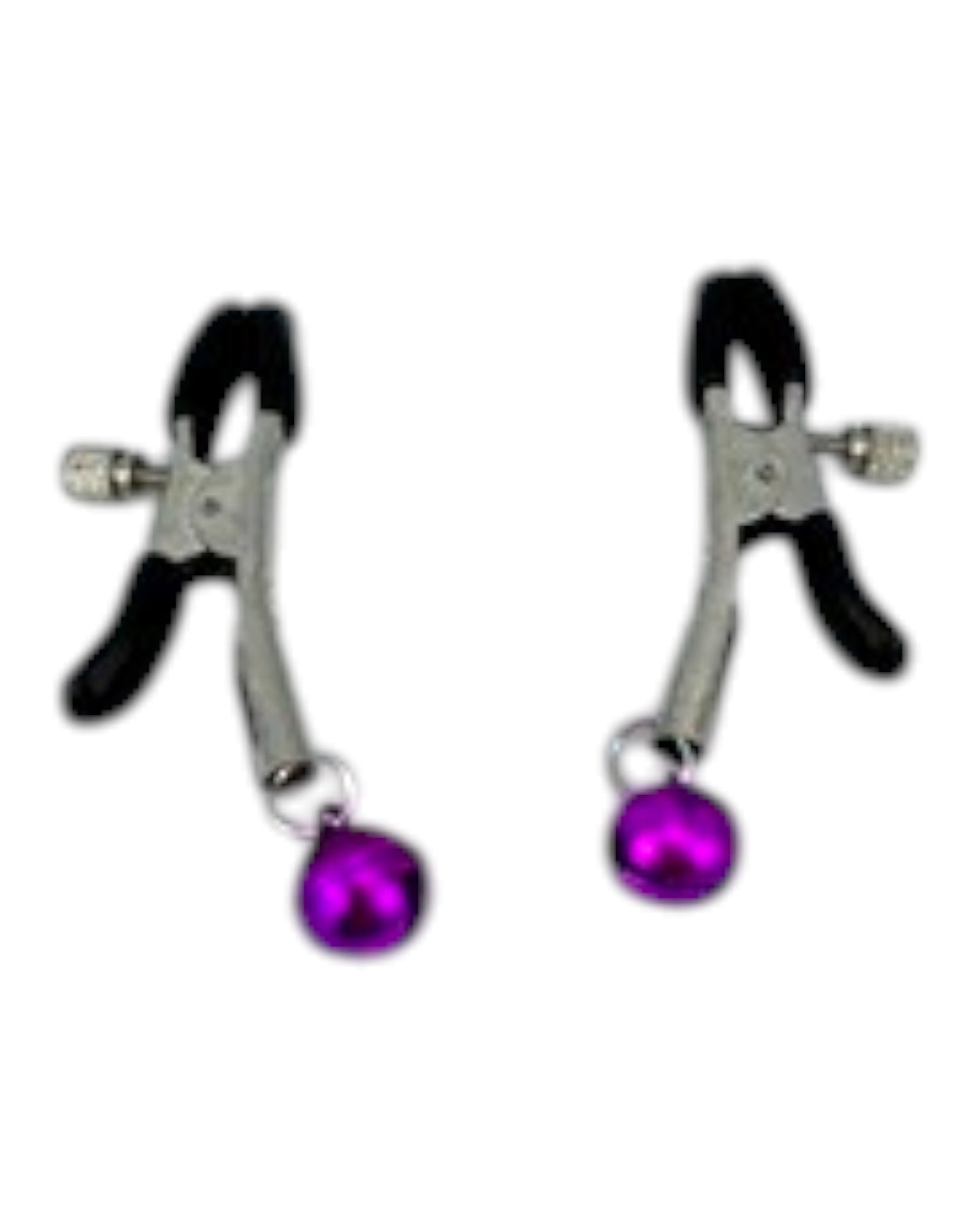 Glow&Vibe pezoneras ajustables con cascabeles morados, metal y silicona, para juego SADO.