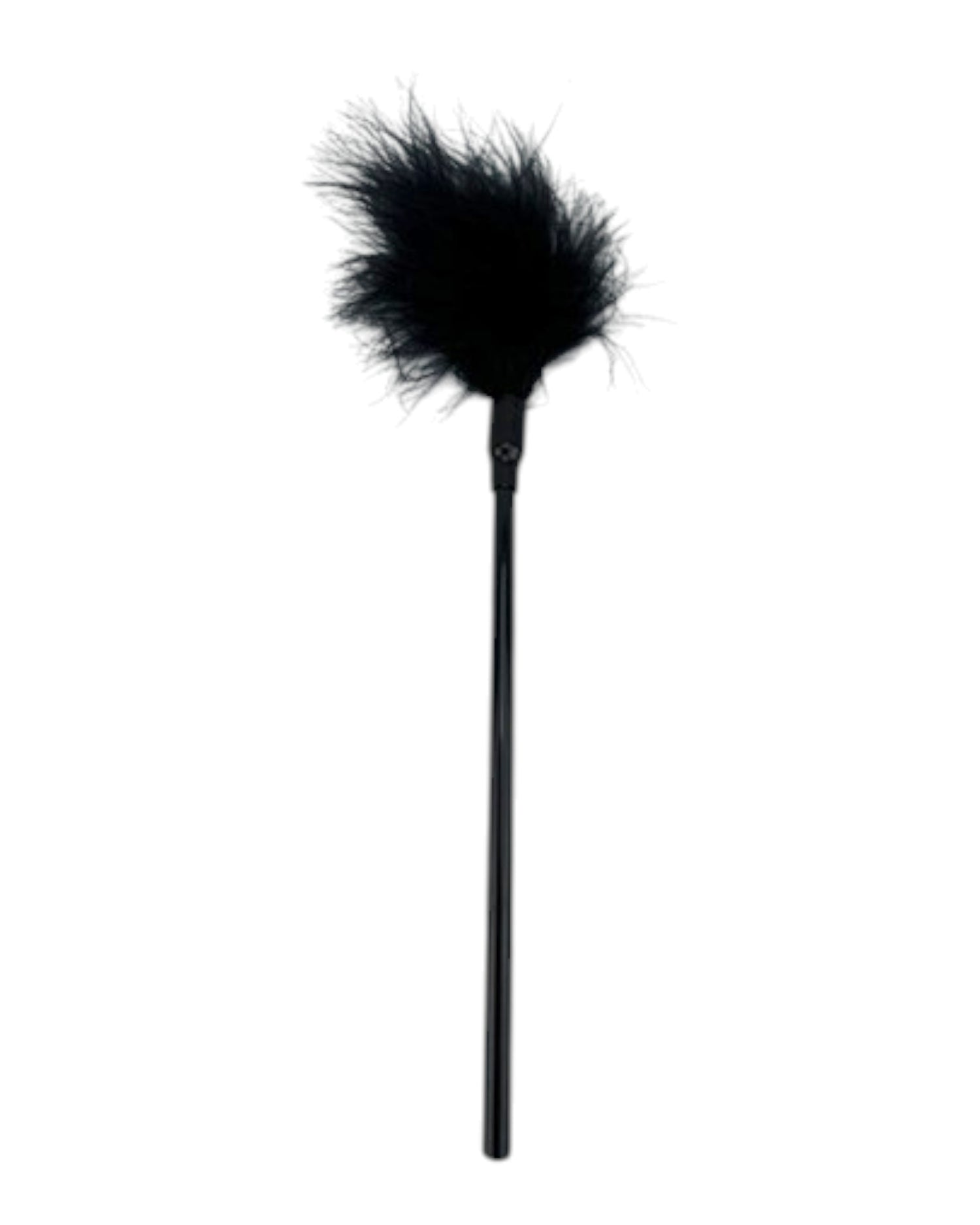 Plumero negro de plumas suaves para caricias, parte del kit Fetish Glow de Glow&Vibe.