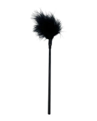 Plumero negro de plumas suaves para caricias, parte del kit Fetish Glow de Glow&Vibe.