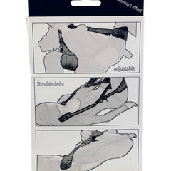 Glow&Vibe Straddle Bound cinto ajustable con soporte para cuello y piernas, correas acolchadas para placer.