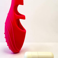 Dedal vibrador fucsia de silicón suave Silk Finger de Glow&Vibe con bala vibratoria blanca desmontable